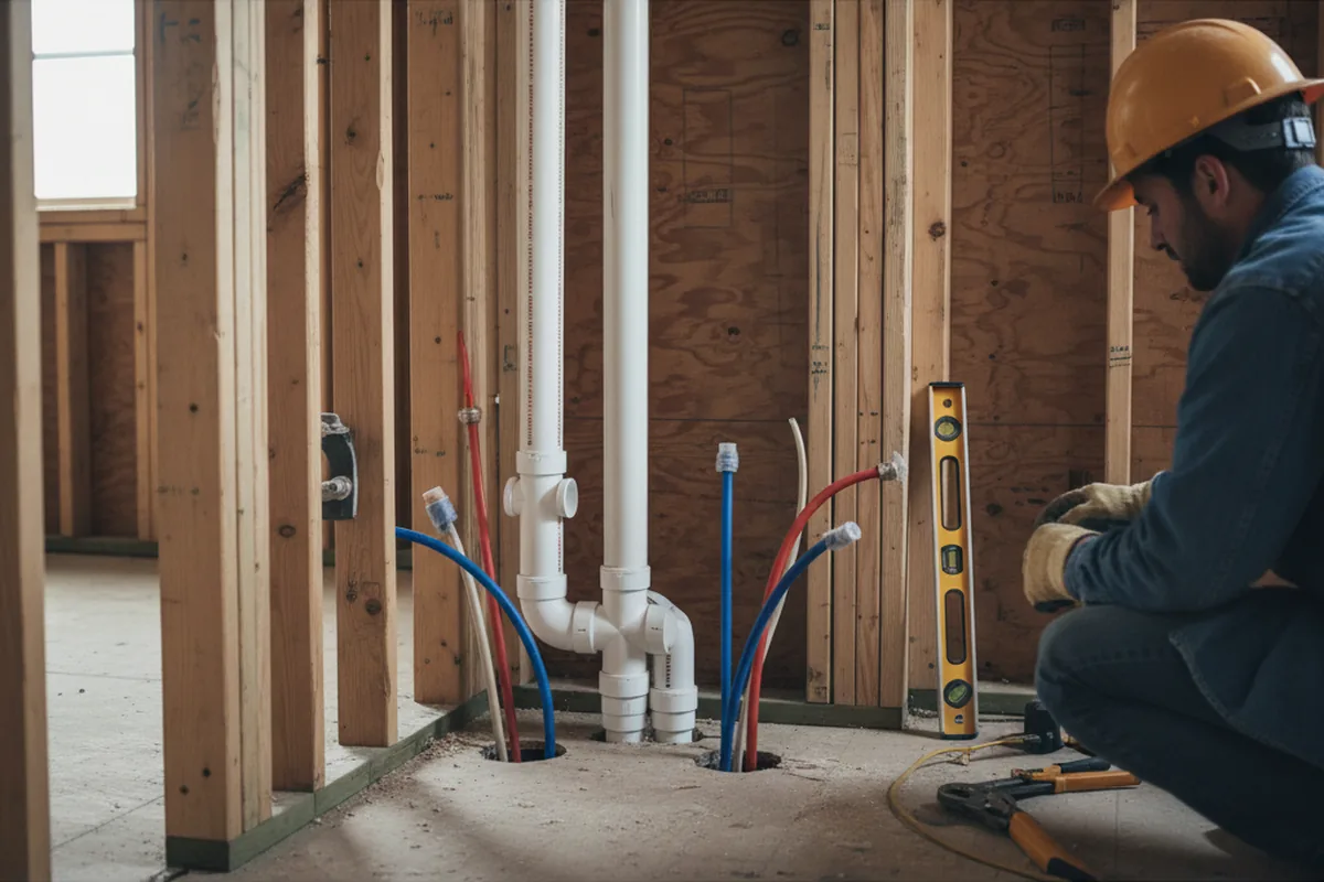 Drain and supply rough-in during Leak Detection in Stanton